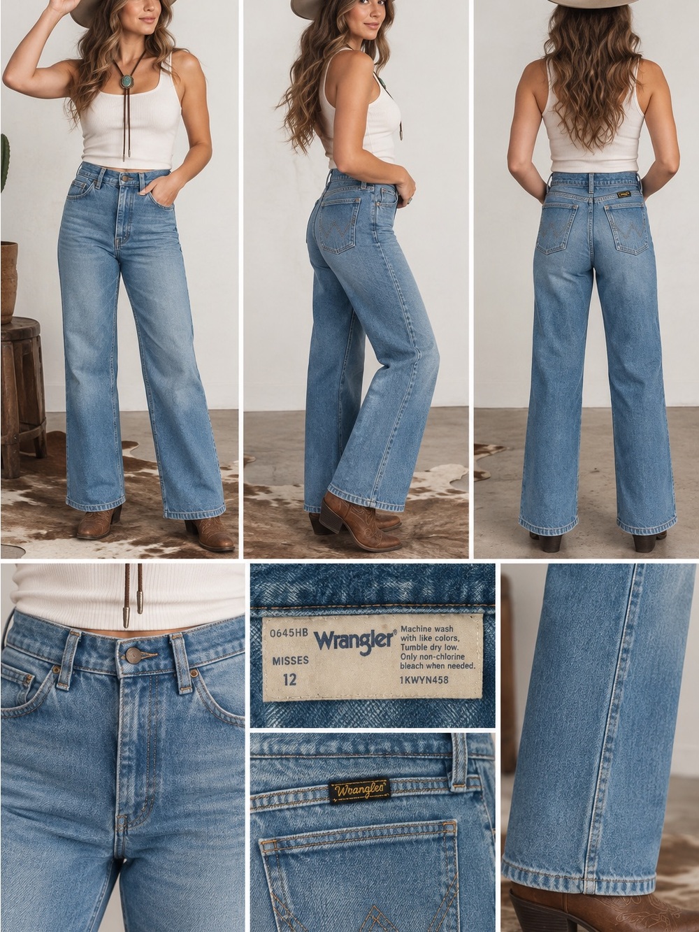 Vintage 80’s Wrangler Light Blue High-Waist Wide Leg Jeans